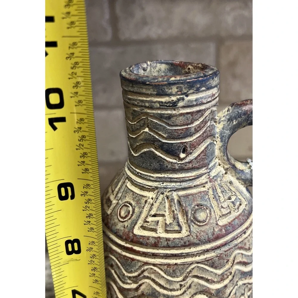 Egyptian Aztec Jug Vessel Vase Clay Pottery‎ 10.5